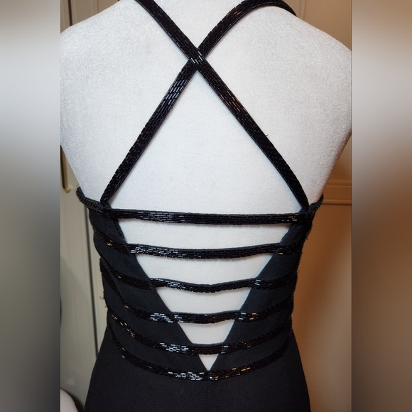 COPY - Simon Chang Black Evening Gown with Sequin Detail at Bodice and Bottom o… - Picture 6 of 11